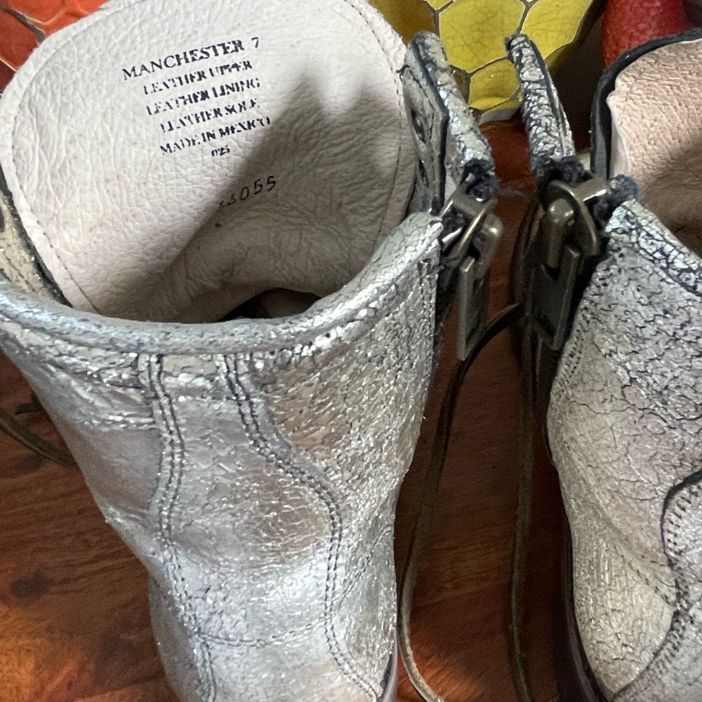 Freebird Manchester Flat Combat Boots in Distressed Silver - Picture 8 of 9